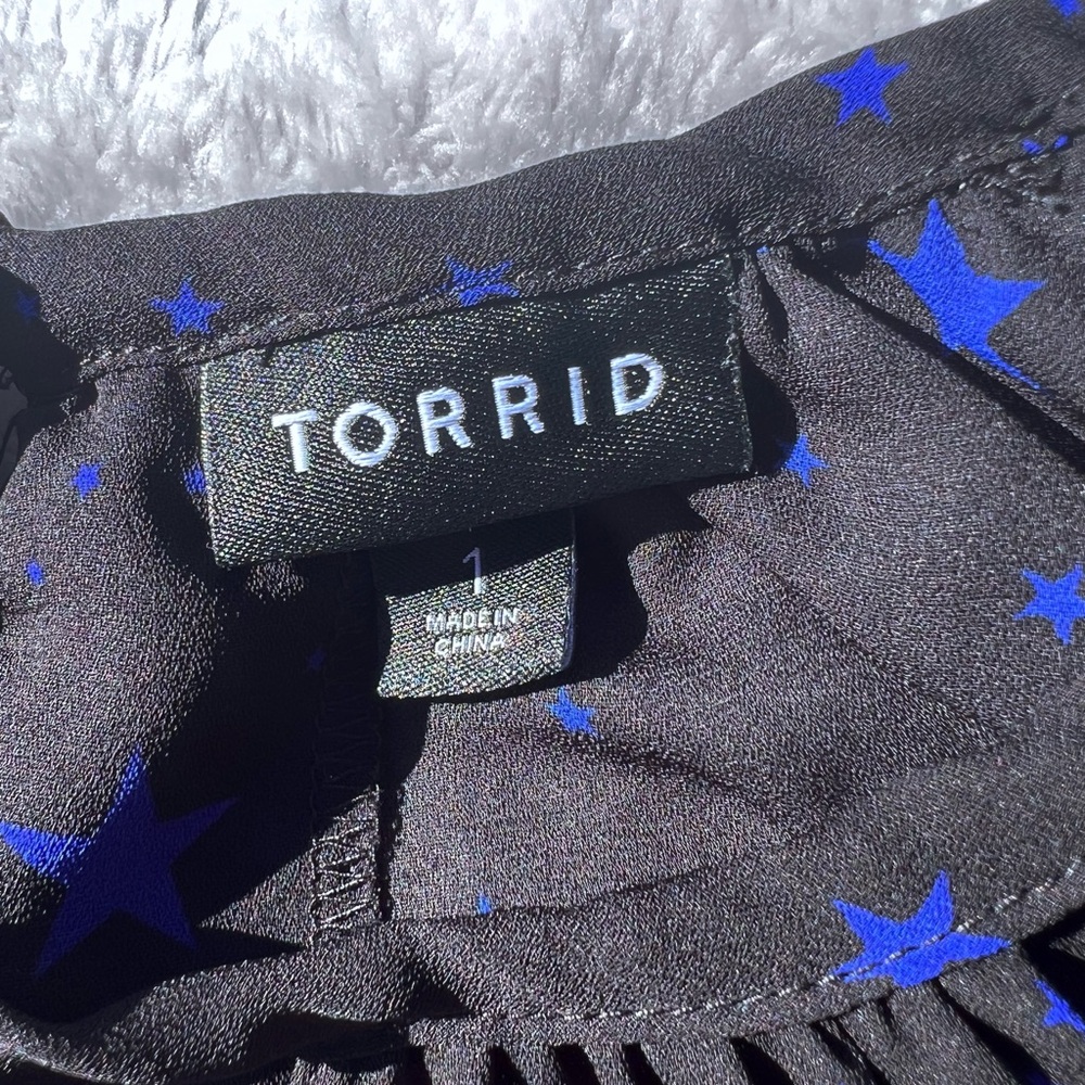 Torrid Black Top with Blue Star Design - Picture 6 of 7